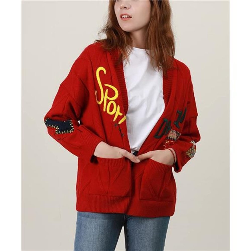 Women's Cable Knit Long Sleeve Open Front Cardigan Sheep V-Neck - Picture 3 of 5